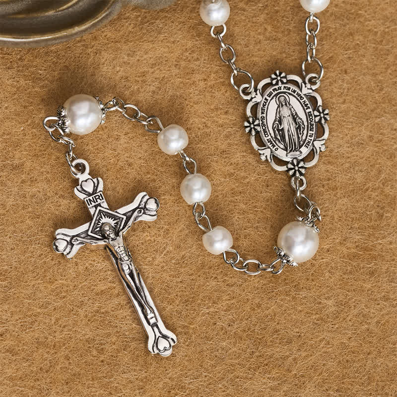 Christianartworkshop Ornate Alloy & Pearl Our Lady Rosary Storage Kit: Sign of Steadfast Celestial Shelter - image 12