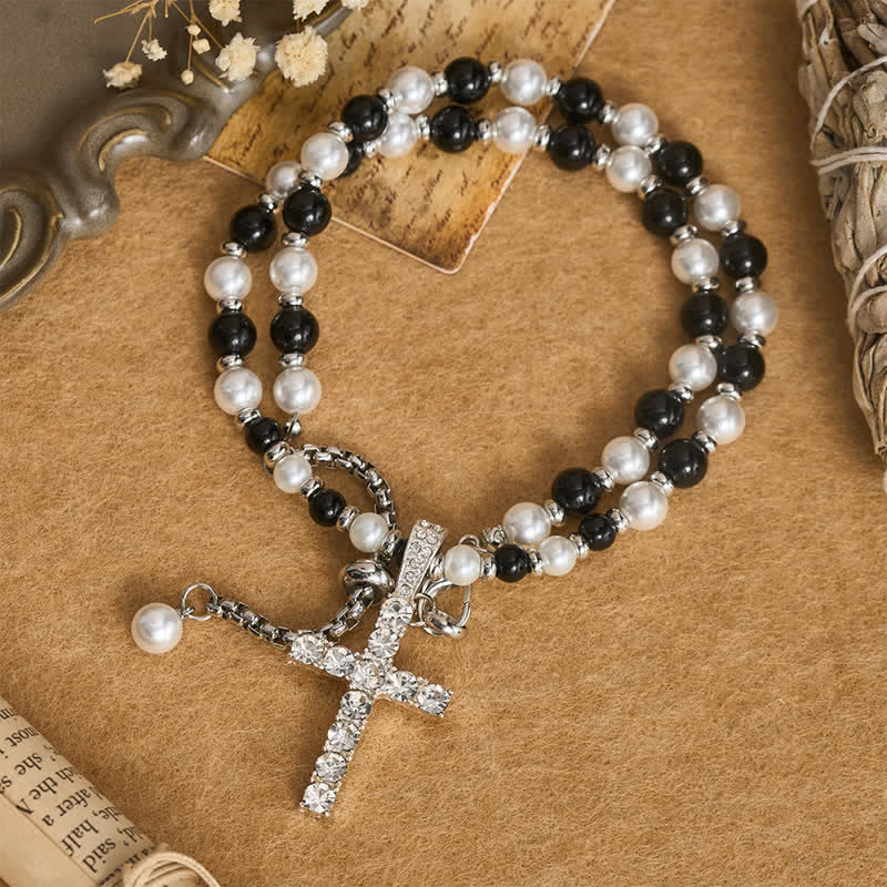 Christianartworkshop Polished Sparkle Cross Pearl Necklace: Sign Of Steady Celestial Guidance - image 2
