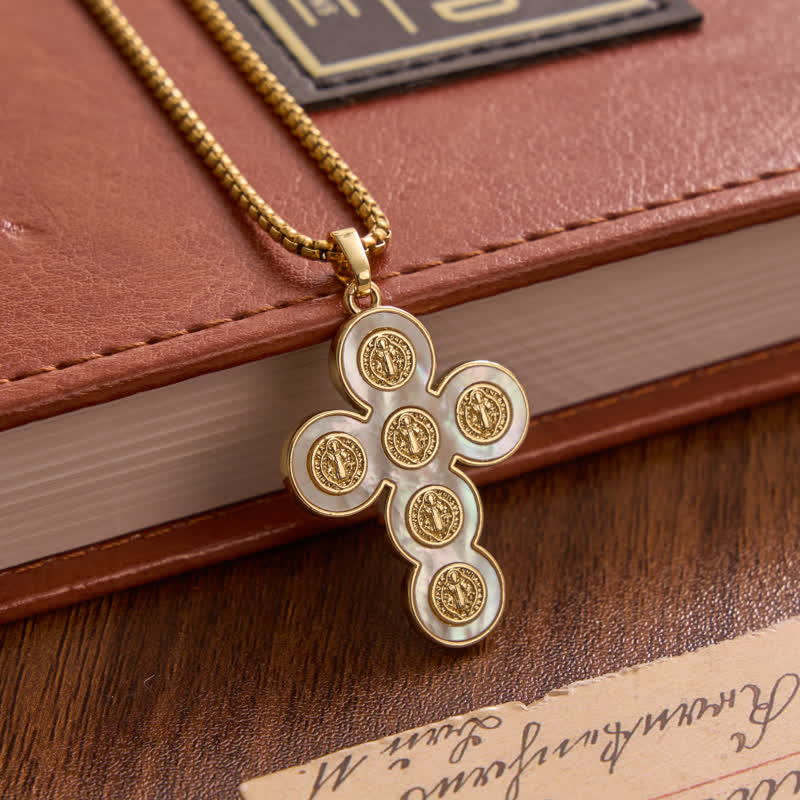 Christianartworkshop St. Benedict Four‑Way Cross Copper Necklace: Emblem Of Abiding Heavenly Shelter - Golden - image 2
