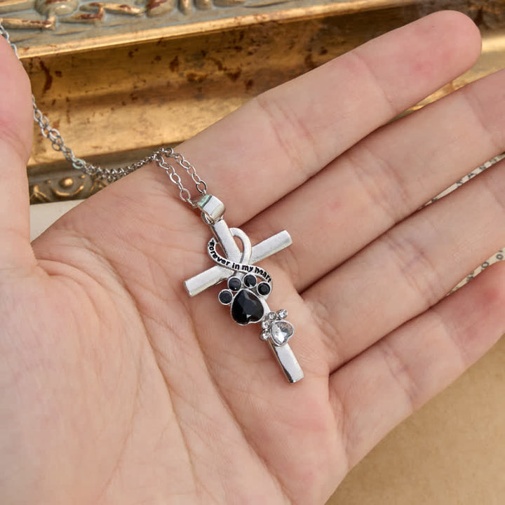 Christianartworkshop Paw Print Memorial Alloy Cross Necklace: Emblem Of Tender Heavenly Remembrance - image 2