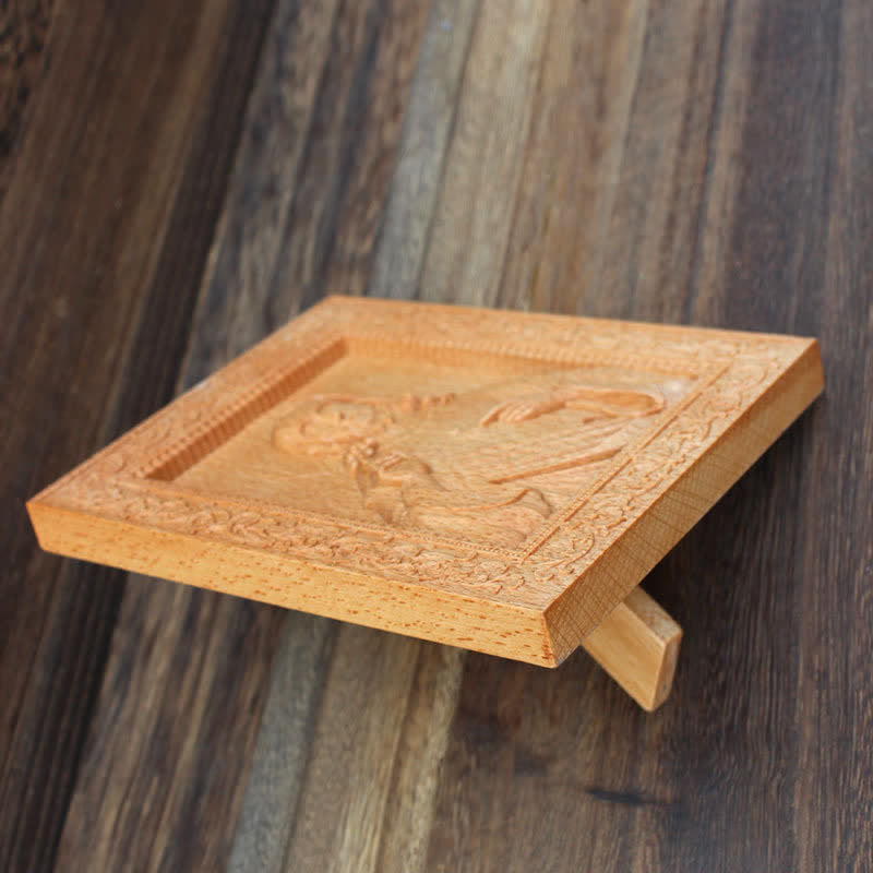 Christianartworkshop Ornate Border Beech Wood Carved Icon Of Our Lady And Jesus: Sign Of Soft Divine Solace - image 8