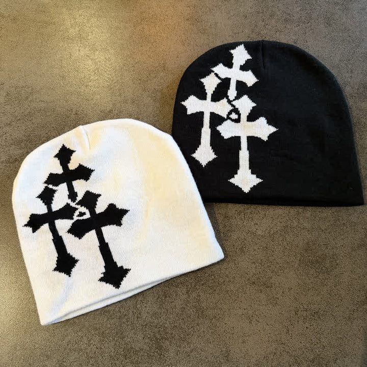 Christianartworkshop Triple Cross Jacquard Knit Beanie: Emblem of Timeless Heavenly Grace - image 3