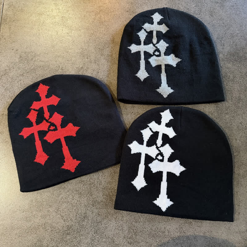 Christianartworkshop Triple Cross Jacquard Knit Beanie: Emblem of Timeless Heavenly Grace - image 2