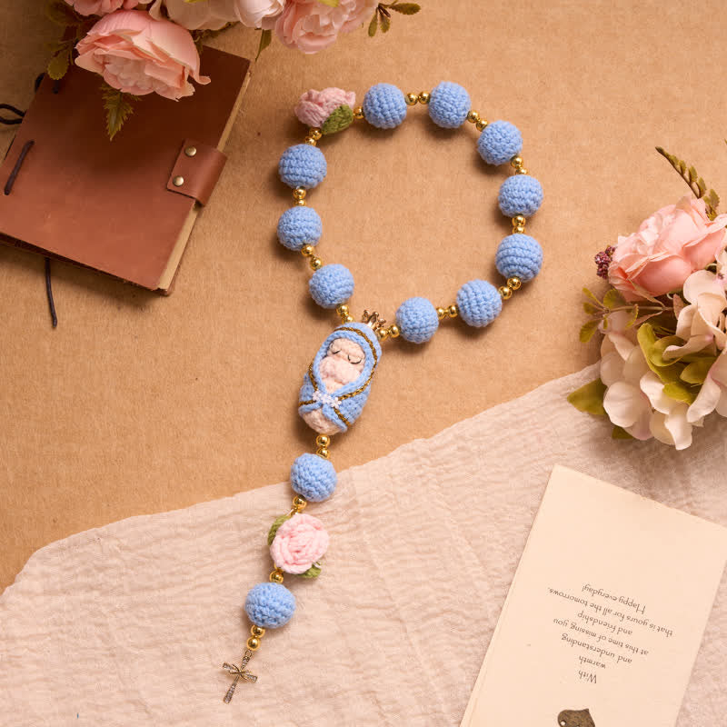 Christianartworkshop Crocheted Rosary With Our Lady & Holy Spirit: Emblem of Gentle Heavenly Tenderness - image 5