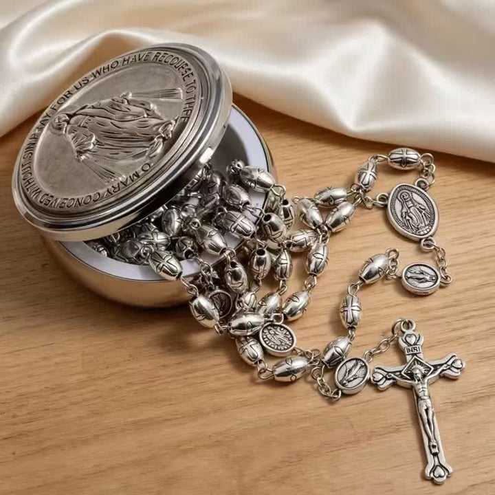 Christianartworkshop Embossed Alloy Rosary With Our Lady Miraculous Medal & Sacred Crucifix - image 2