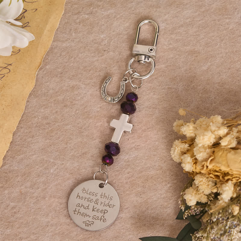 Christianartworkshop Multi‑Use Metal Keychain Horse Saddle and Bridle Charm Clip With Cross Blessing - Cross E - image 8