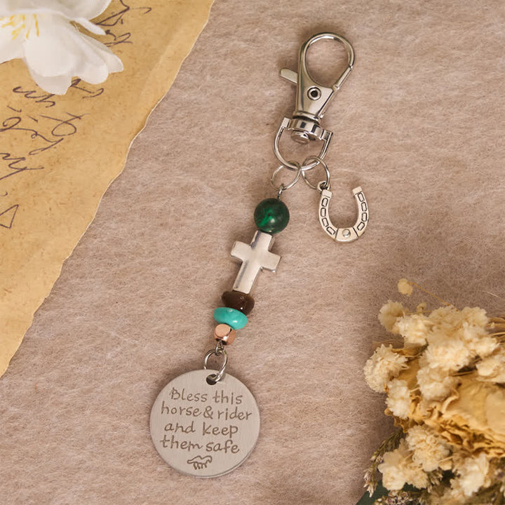 Christianartworkshop Multi‑Use Metal Keychain Horse Saddle and Bridle Charm Clip With Cross Blessing - CrossH - image 18