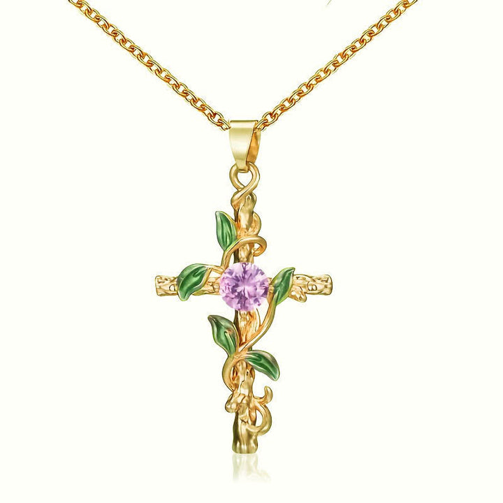 Christianartworkshop Nature Inspired Vine Cross Chain Necklace: Symbol of Rooted Heavenly Shelter - Golden - image 6