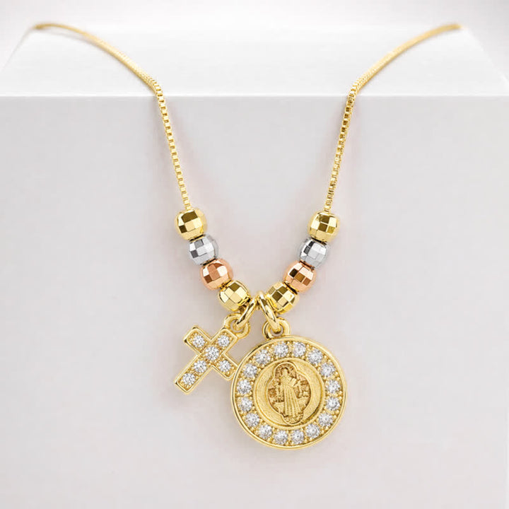 Christianartworkshop Mixed‑Bead St. Benedict Cross Pendant Necklace: Sign of Everlasting Sacred Safeguard - image 7