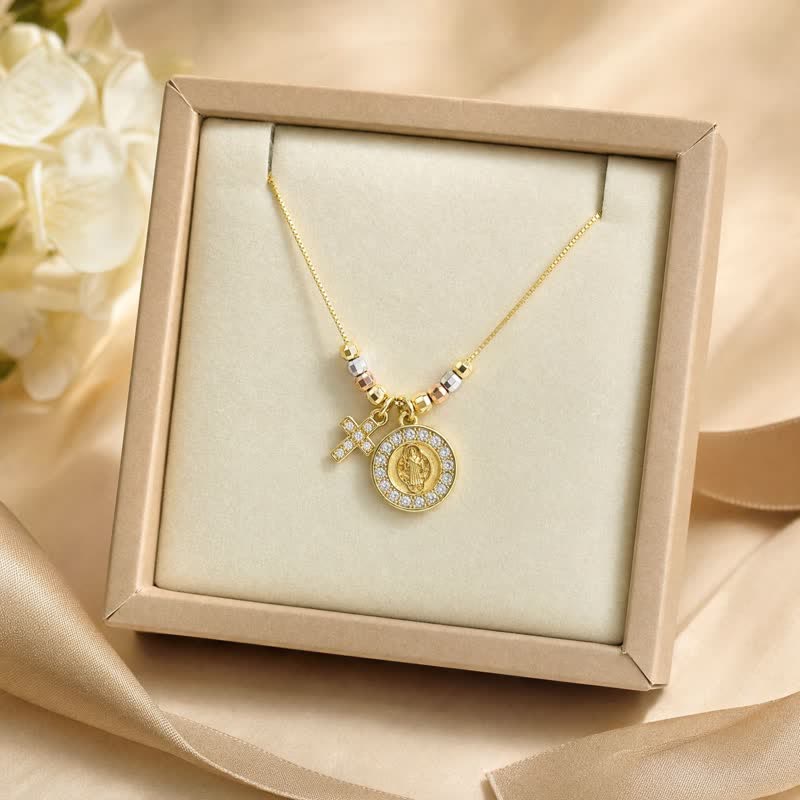 Christianartworkshop Mixed‑Bead St. Benedict Cross Pendant Necklace: Sign of Everlasting Sacred Safeguard - image 2