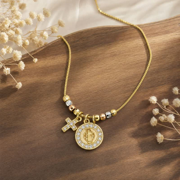 Christianartworkshop Mixed‑Bead St. Benedict Cross Pendant Necklace: Sign of Everlasting Sacred Safeguard - image 4