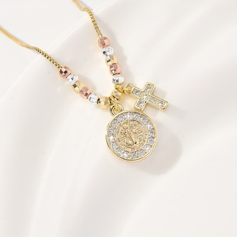 Christianartworkshop Mixed‑Bead St. Benedict Cross Pendant Necklace: Sign of Everlasting Sacred Safeguard - image 7