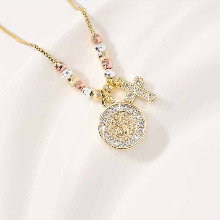 Christianartworkshop Mixed‑Bead St. Benedict Cross Pendant Necklace: Sign of Everlasting Sacred Safeguard - image 7