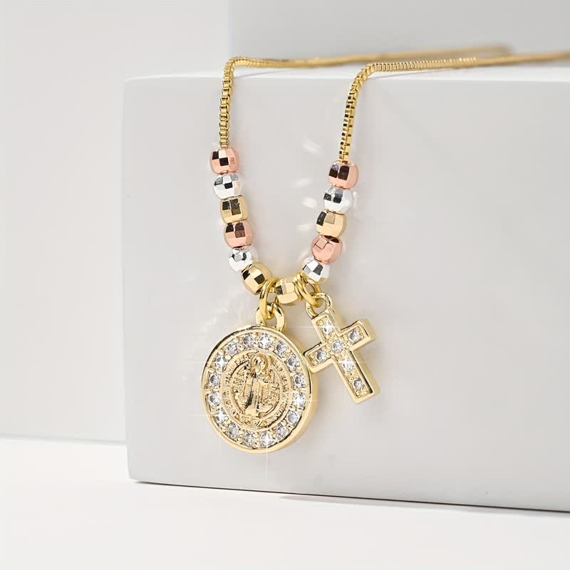 Christianartworkshop Mixed‑Bead St. Benedict Cross Pendant Necklace: Sign of Everlasting Sacred Safeguard - image 9