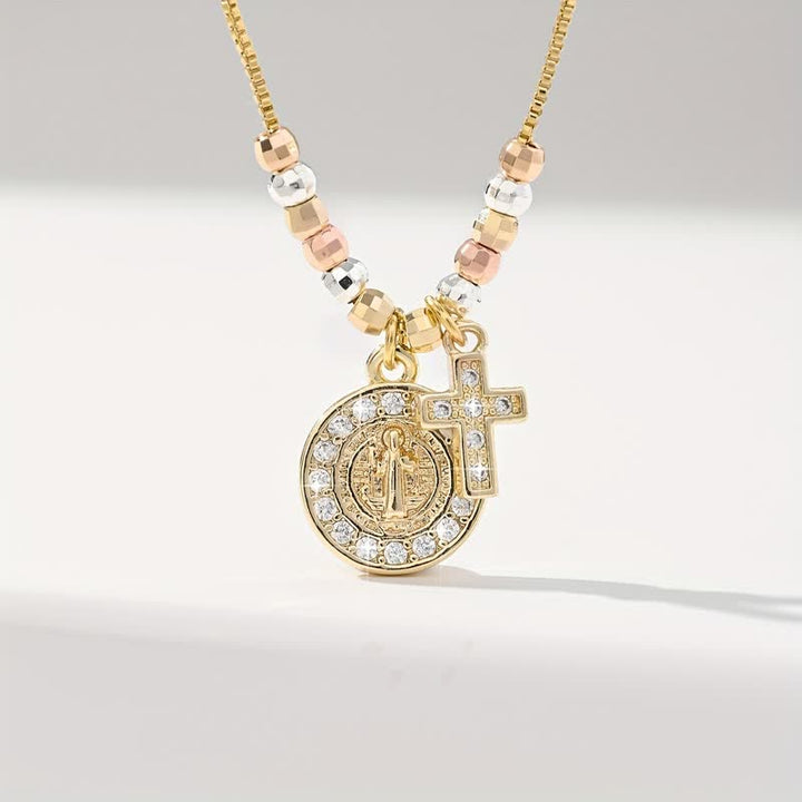 Christianartworkshop Mixed‑Bead St. Benedict Cross Pendant Necklace: Sign of Everlasting Sacred Safeguard - image 14