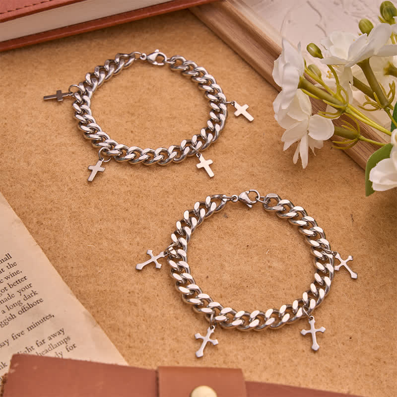 Christianartworkshop Smooth Chunky Cuban Multi‑Cross Bracelet: Sign of Timeless Heavenly Benevolence - image 1