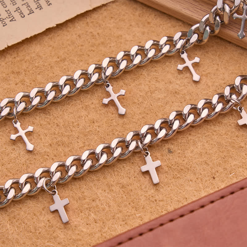 Christianartworkshop Smooth Chunky Cuban Multi‑Cross Bracelet: Sign of Timeless Heavenly Benevolence - image 2