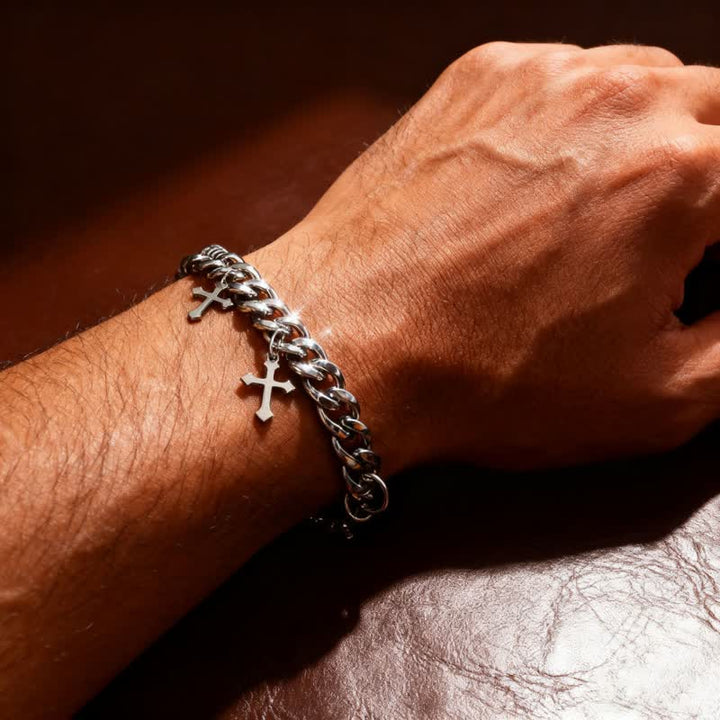 Christianartworkshop Smooth Chunky Cuban Multi‑Cross Bracelet: Sign of Timeless Heavenly Benevolence - image 0