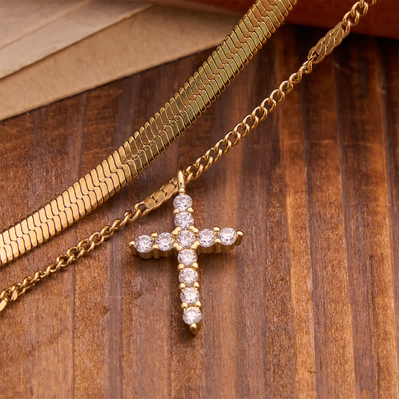 Christianartworkshop Sleek Stackable Cross Double Chain Bracelet: Symbol of Quiet Divine Comfort - image 5