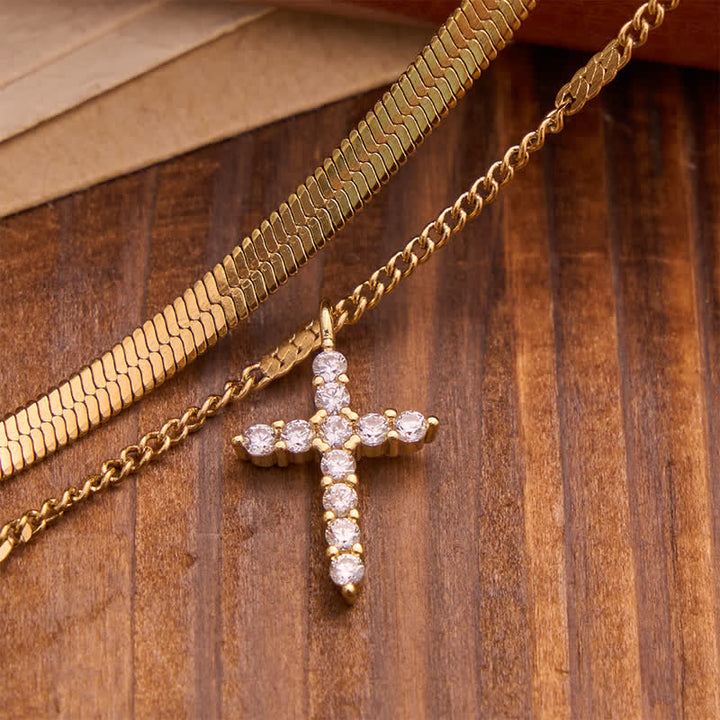 Christianartworkshop Sleek Stackable Cross Double Chain Bracelet: Symbol of Quiet Divine Comfort - image 5