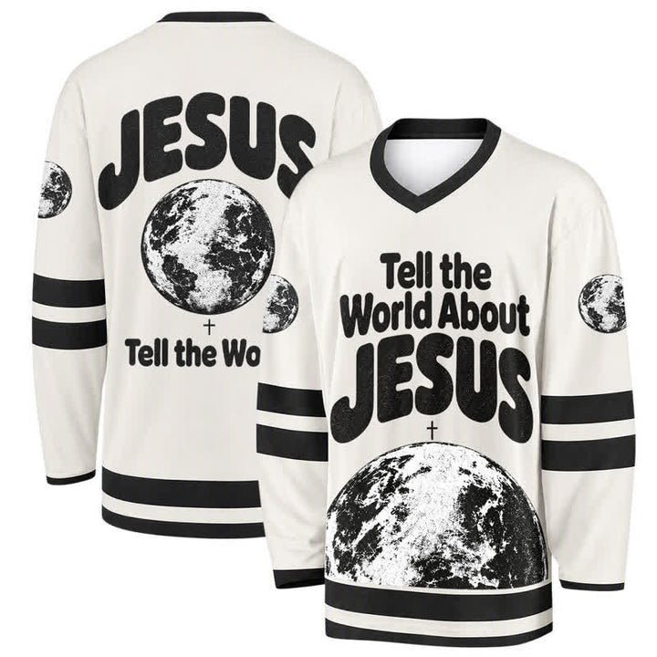 Christianartworkshop Tell The World About Jesus Black White Hockey Jersey - 5XL - image 0