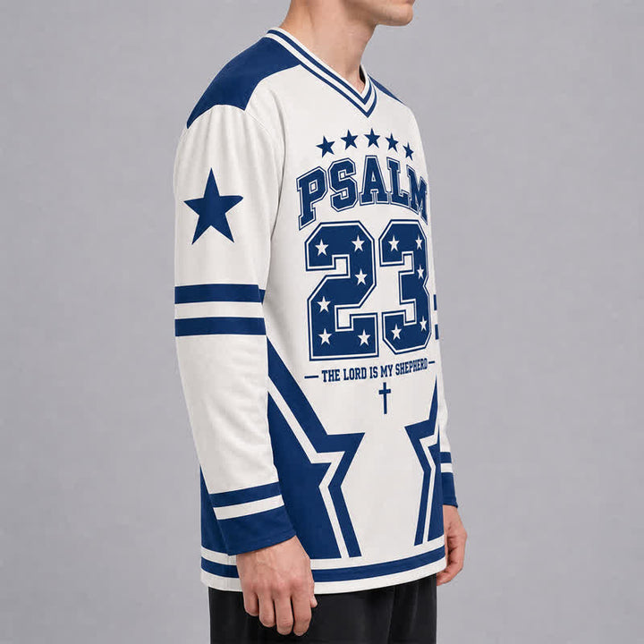 Christianartworkshop Psalm 23 Star Number Long Sleeve Hockey Jersey - image 5