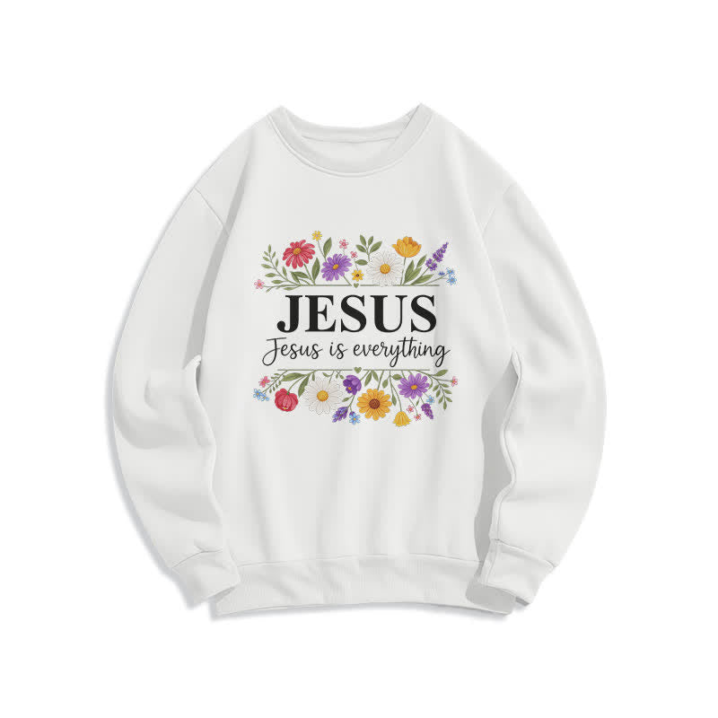 Christianartworkshop Jesus Is Everything Floral Graphic Crewneck Sweatshirt - White - 2XL - image 1