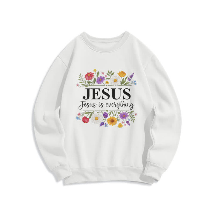 Christianartworkshop Jesus Is Everything Floral Graphic Crewneck Sweatshirt - White - 2XL - image 1
