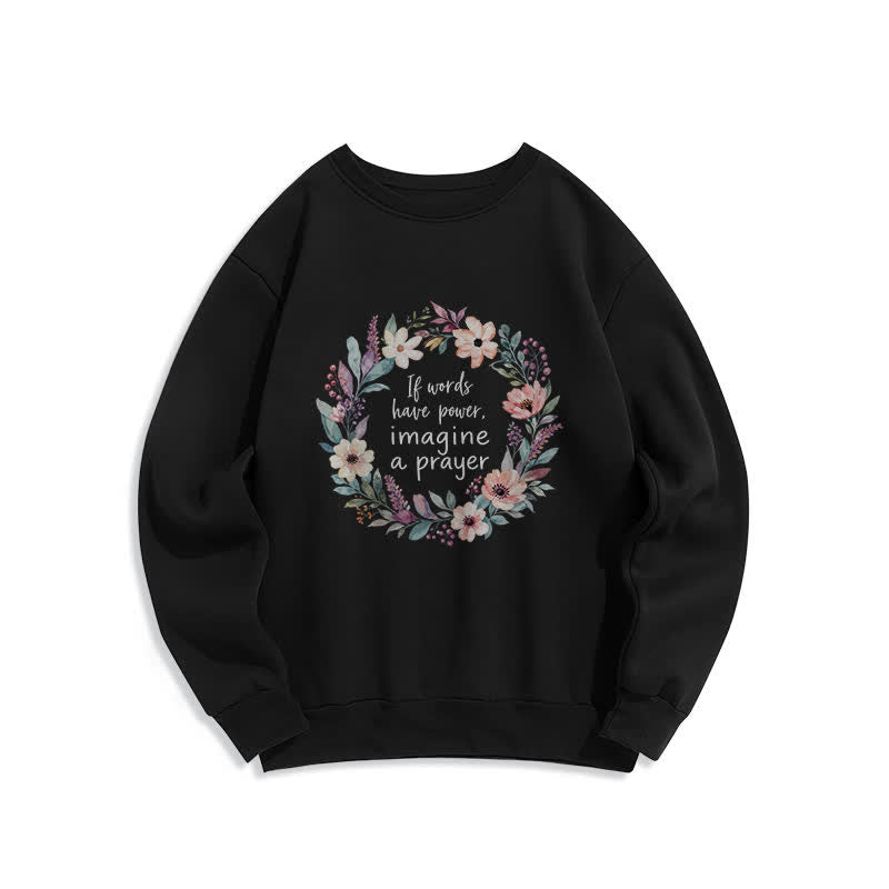 Christianartworkshop Floral Prayer Quote Cozy Crewneck Pullover Sweatshirt - Black - 2XL - image 2