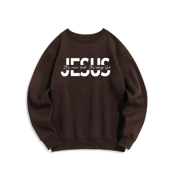 Christianartworkshop Jesus Statement Oversized Fleece Lined Crewneck Sweatshirt - Brown - 2XL - image 0