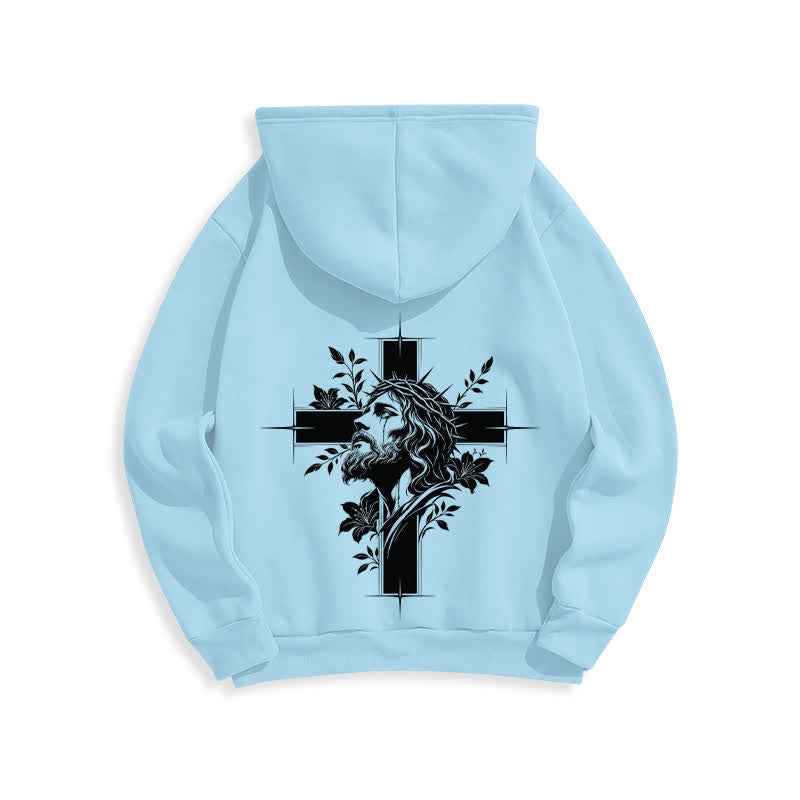 Christianartworkshop Cross Wreath Back Graphic Fleece Lined Pullover Hoodie - image 22