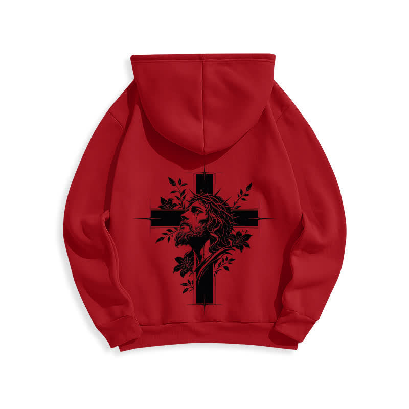 Christianartworkshop Cross Wreath Back Graphic Fleece Lined Pullover Hoodie - image 16