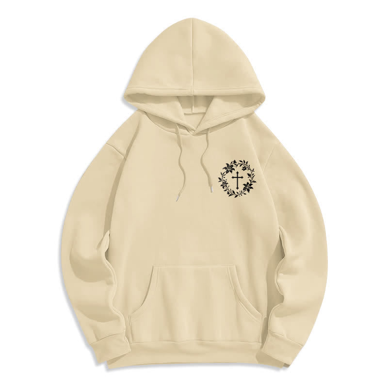 Christianartworkshop Cross Wreath Back Graphic Fleece Lined Pullover Hoodie - image 14