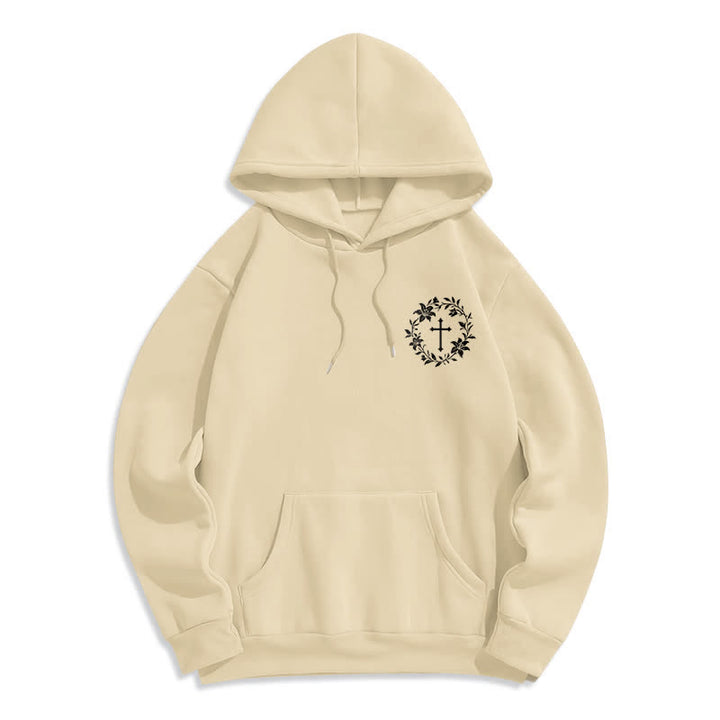 Christianartworkshop Cross Wreath Back Graphic Fleece Lined Pullover Hoodie - image 14