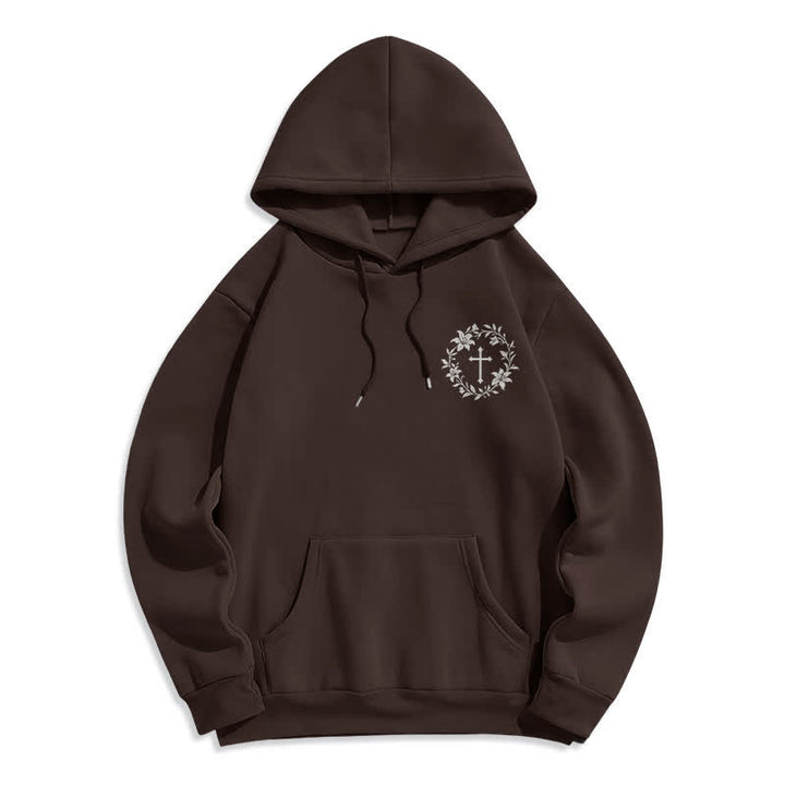Christianartworkshop Cross Wreath Back Graphic Fleece Lined Pullover Hoodie - image 5