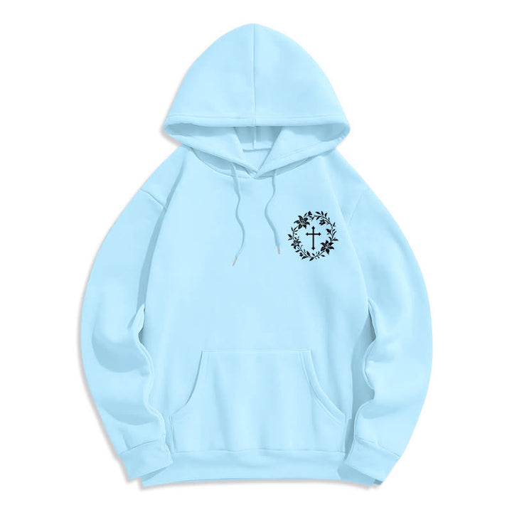 Christianartworkshop Cross Wreath Back Graphic Fleece Lined Pullover Hoodie - image 23