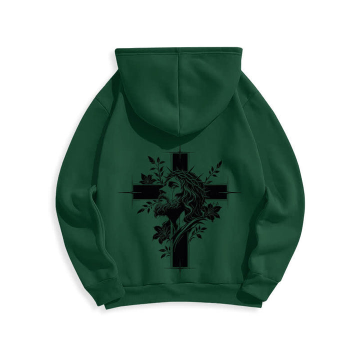 Christianartworkshop Cross Wreath Back Graphic Fleece Lined Pullover Hoodie - image 19
