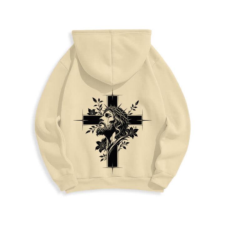 Christianartworkshop Cross Wreath Back Graphic Fleece Lined Pullover Hoodie - image 13
