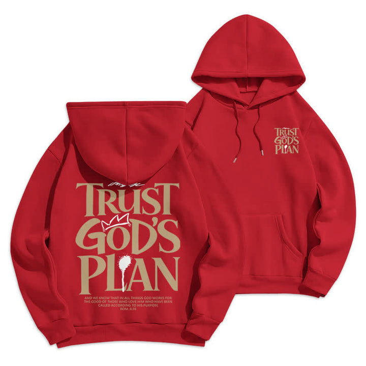 Christianartworkshop Trust God's Plan Brown Streetwear Pullover Hoodie - Red - 2XL - image 15