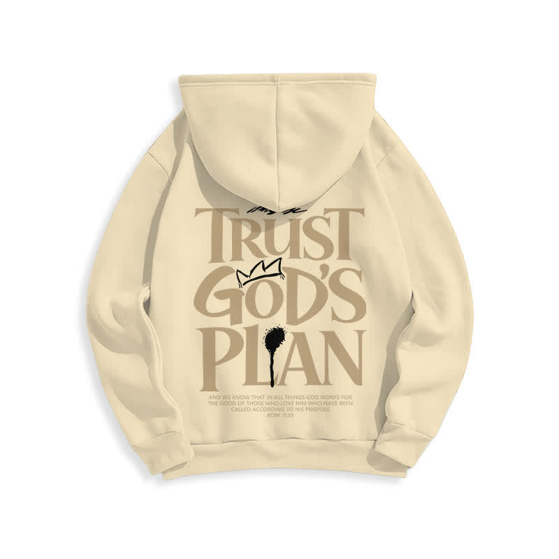 Christianartworkshop Trust God's Plan Brown Streetwear Pullover Hoodie - image 13