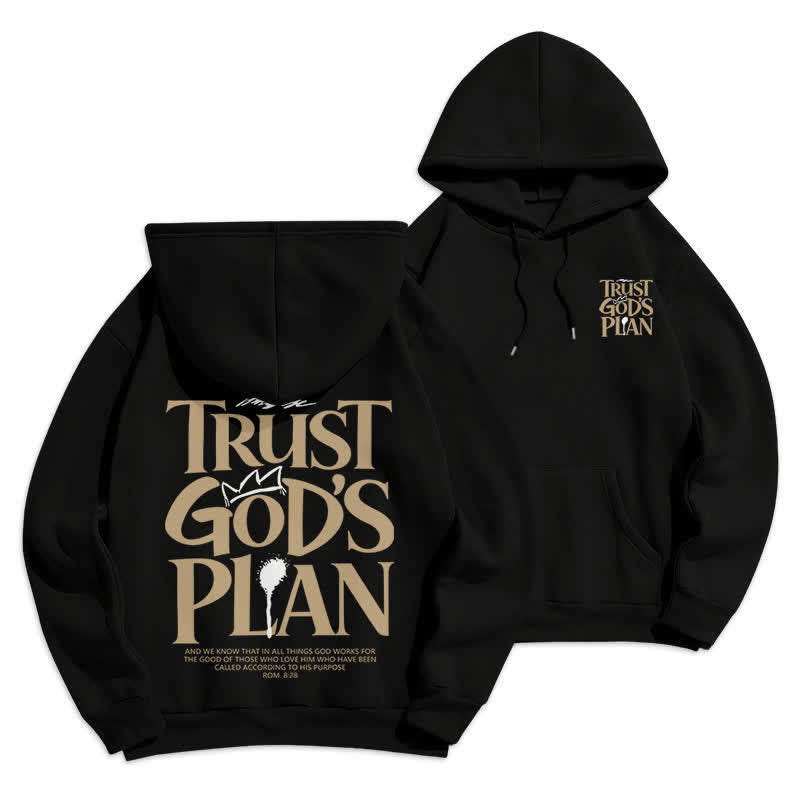 Christianartworkshop Trust God's Plan Brown Streetwear Pullover Hoodie - Black - 2XL - image 6