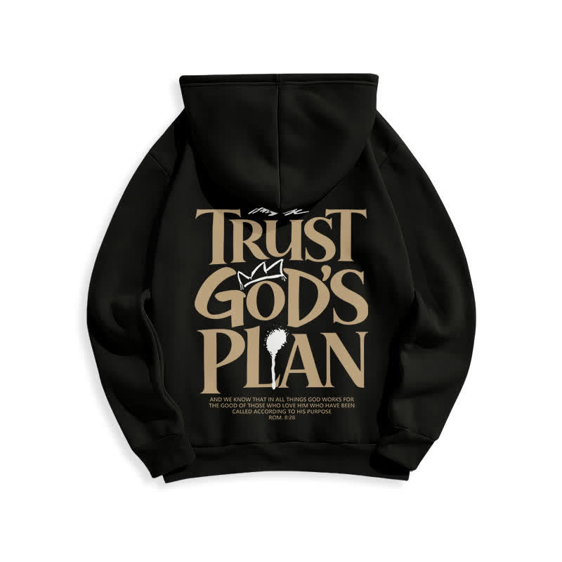 Christianartworkshop Trust God's Plan Brown Streetwear Pullover Hoodie - image 7