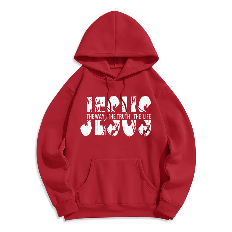 Christianartworkshop Jesus The Way The Truth The Life Fleece Hoodie - Red - 2XL - image 5