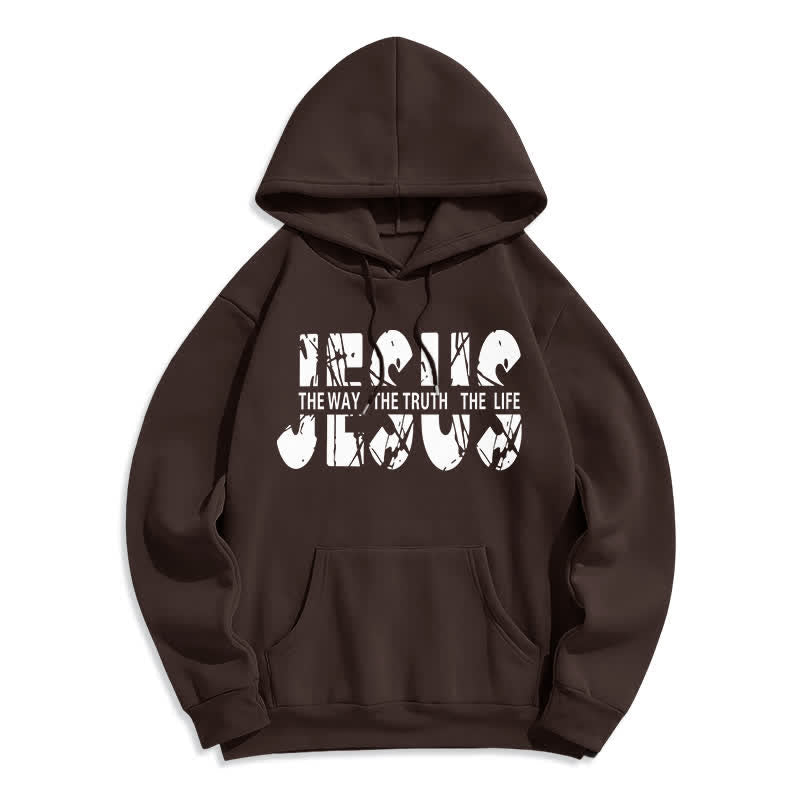 Christianartworkshop Jesus The Way The Truth The Life Fleece Hoodie - Brown - 2XL - image 4