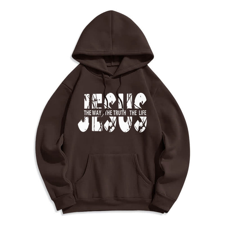 Christianartworkshop Jesus The Way The Truth The Life Fleece Hoodie - Brown - 2XL - image 4