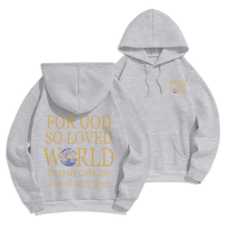 Christianartworkshop For God So Loved The World Earth Graphic Fleece Hoodie - Grey - 2XL - image 15