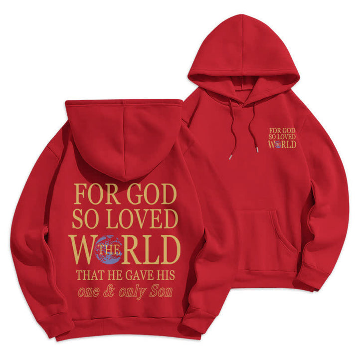 Christianartworkshop For God So Loved The World Earth Graphic Fleece Hoodie - Red - 2XL - image 9