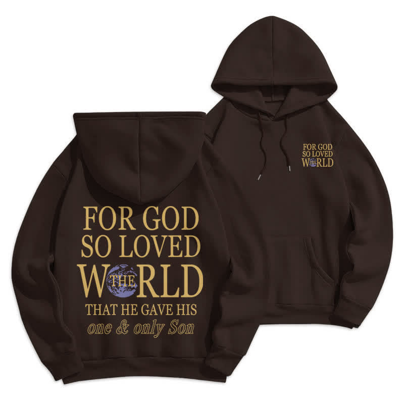 Christianartworkshop For God So Loved The World Earth Graphic Fleece Hoodie - Brown - 2XL - image 0