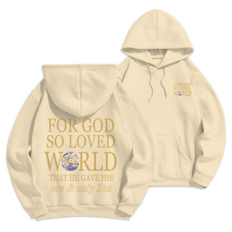 Christianartworkshop For God So Loved The World Earth Graphic Fleece Hoodie - Beige - 2XL - image 12