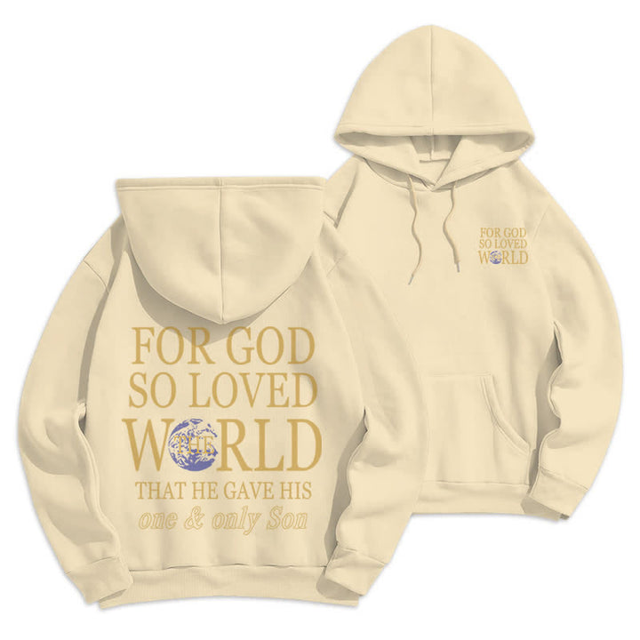 Christianartworkshop For God So Loved The World Earth Graphic Fleece Hoodie - Beige - 2XL - image 12